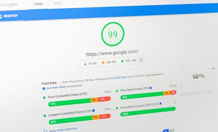 Core Web Vitals and website performance optimization using PageSpeed Insights
